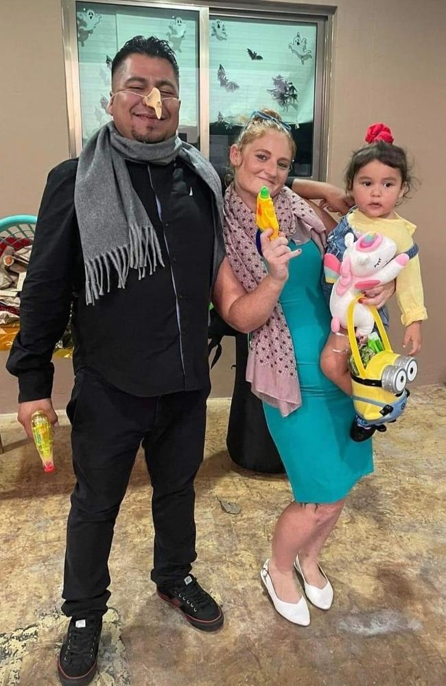 Missing Whitsunday mum Tahnee Shanks with partner Jorge Aguirre Astudillo and their daughter Adelynn. The pair have been missing since toddler Addy was dumped at a church in Cancun on May 2, 2022. Picture: Facebook