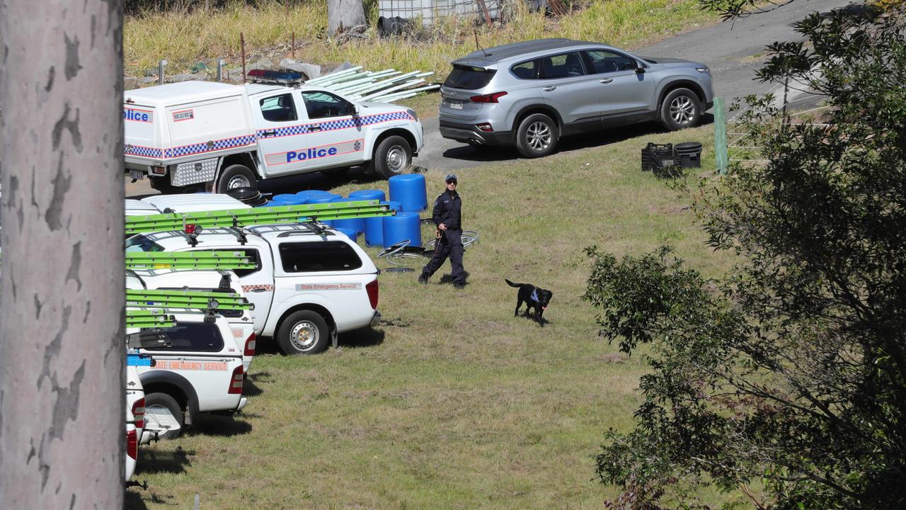 SES, police and cadaver dogs began searching a remote Bonogin property on Monday morning for her remains. Picture: Glenn Hampson