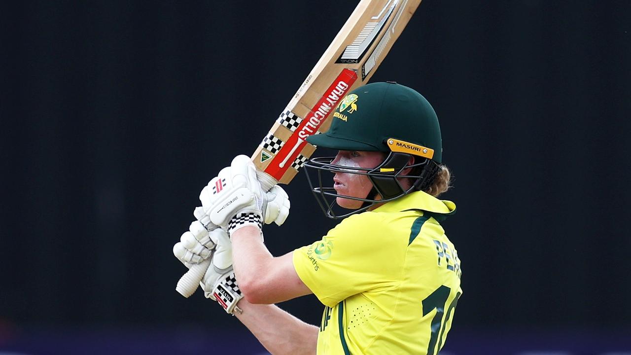 Oliver Peake on international debut against England in South Africa at the under-19 World Cup. Picture: Matthew Lewis-ICC/ICC via Getty Images.