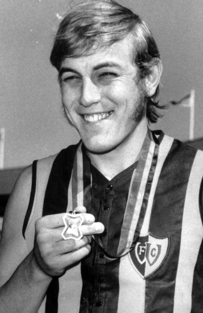 Woodville’s Malcolm Blight wearing Magarey Medal in 1972.