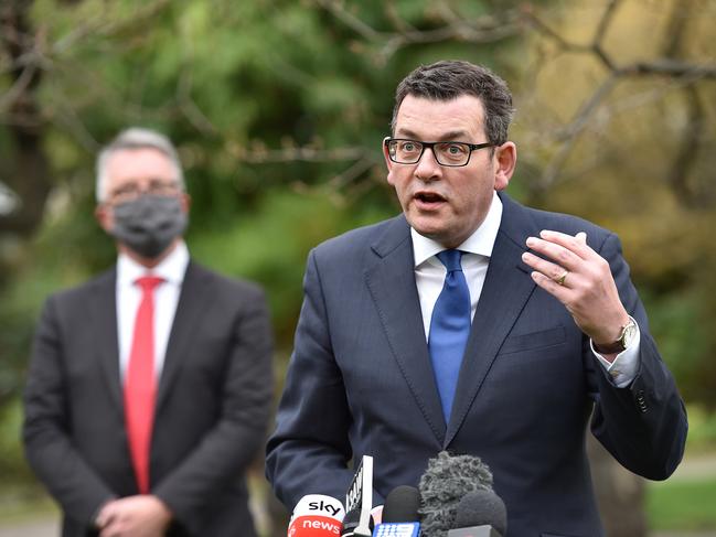 Premier Daniel Andrews announces a snap seven day lockdown. Picture: NCA NewsWire/Nicki Connolly