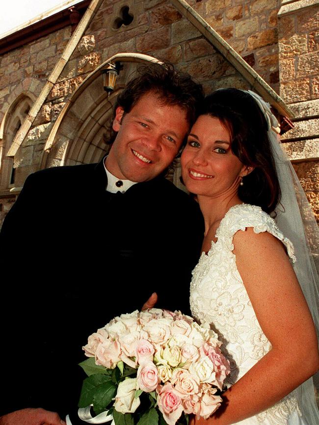 Country singer Troy Cassar-Daley marries 4KQ radio personality Laurel Edwards in November 1996. Picture: Supplied