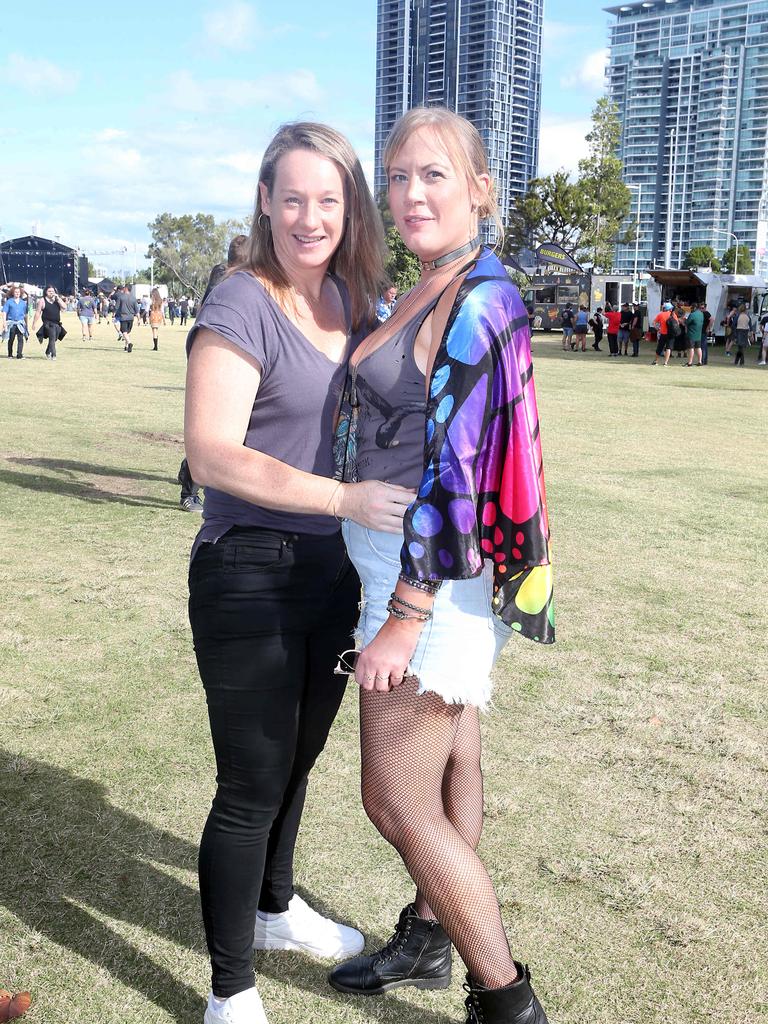 Kaye Casey and Kristy Ringelstein at the Smashing Pumpkins Concert. Picture: Richard Gosling