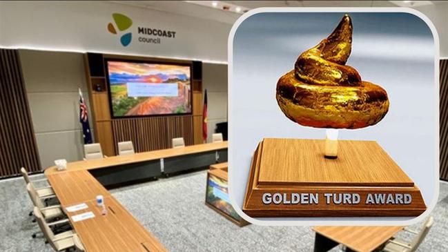 The Development and Environmental Professionals' Association awarded MidCoast Council the Golden Turd award for the second year in a row – for the worst human resources record in local government.