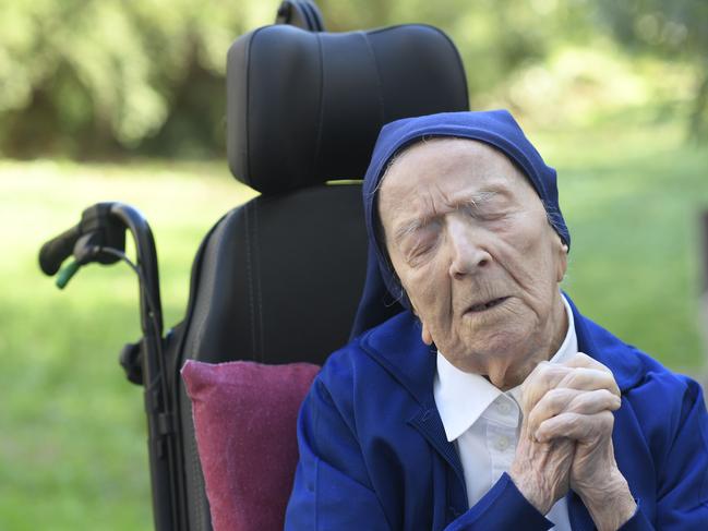 Sister Andre, the eldest French and European citizen, has recovered from coronavirus on the eve of her 117th birthday in a nursing home. Picture: AFP