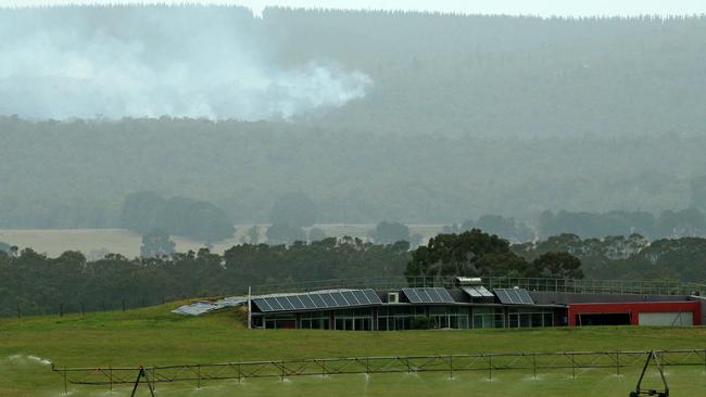 The bushfire continued to burn through Saturday. Picture: Mark Stewart