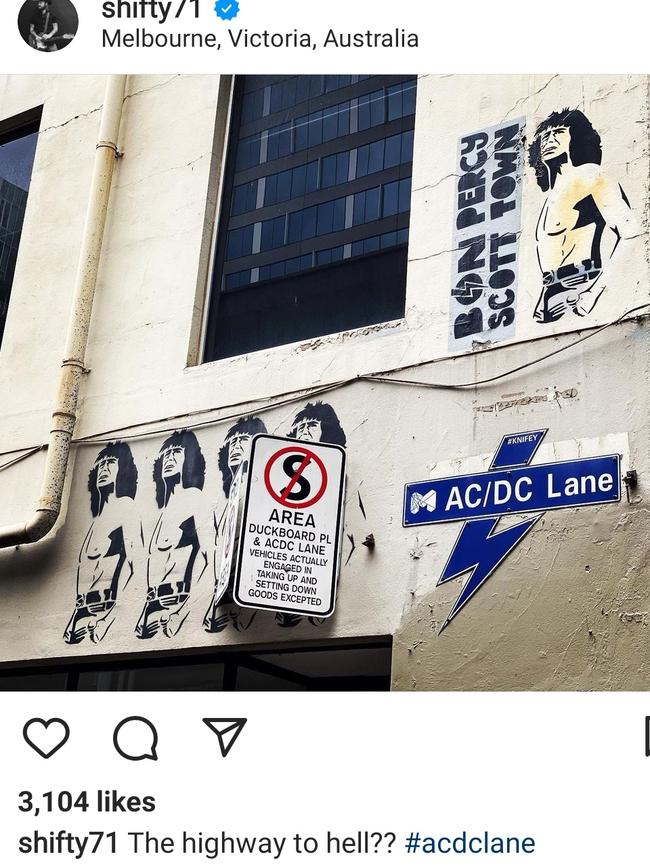 Shiflett also visited ACDC Lane in Melbourne. Picture: Instagram