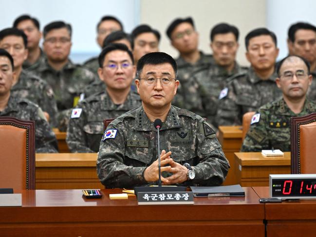 South Korea Army chief General Park An-su (C) answers lawmakers' questions during an emergency session of the parliamentary defence committee. Picture: Jung Yeon-je / AFP