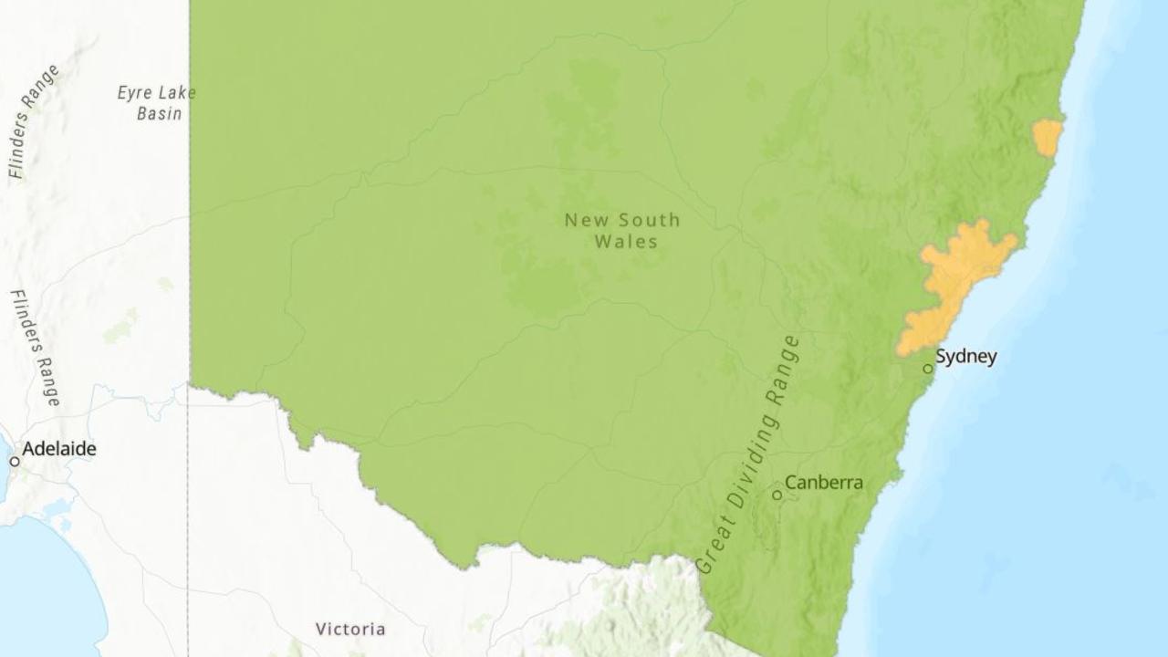 There are two varroa mite zones in NSW. Green represents the suppression emergency zone and yellow represents the management emergency zone. Picture: DPI