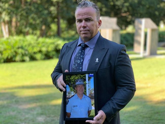 Steven Isles and his family continue to call for the names of police officers who have lost their life to suicide to be included in the police honour roll. Mr Isles lost his father, Senior Sergeant Michael Isles, more than 10 years ago. There are at least 13 other Queensland families who have also lost a police officer family member to suicide. Picture: Supplied