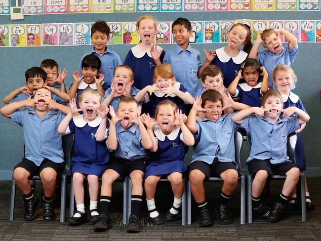 St Patrick’s Primary School, East Gosford, in NSW show their spectacular funny faces. Picture: Sue Graham