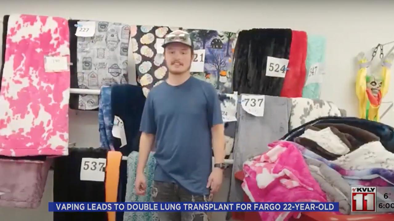 In October, Jackson Allard went to a clinic with stomach aches, but was later hospitalised with low oxygen levels from Influenza and pneumonia resulting in him needing a double lung transplant. Picture: Valley News Live/YouTube