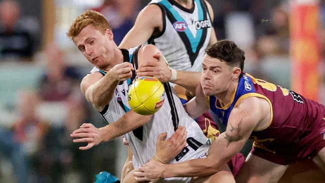 Willem Drew’s received more midfield minutes recently. Picture: Russell Freeman/AFL Photos via Getty Images