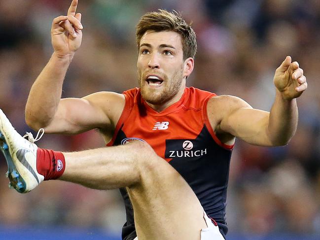 AFL 1st Semi-Final. 14/09/2018. Hawthorn vs Melbourne at the MCG.  Melbourne's Jack Viney kicks the dees inside 50\\   . Pic: Michael Klein