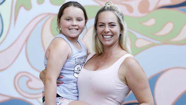 Milli Mansbridge, 8, and Mum Kelly enjoying the school holiday activities. Photo: Tim Marsden