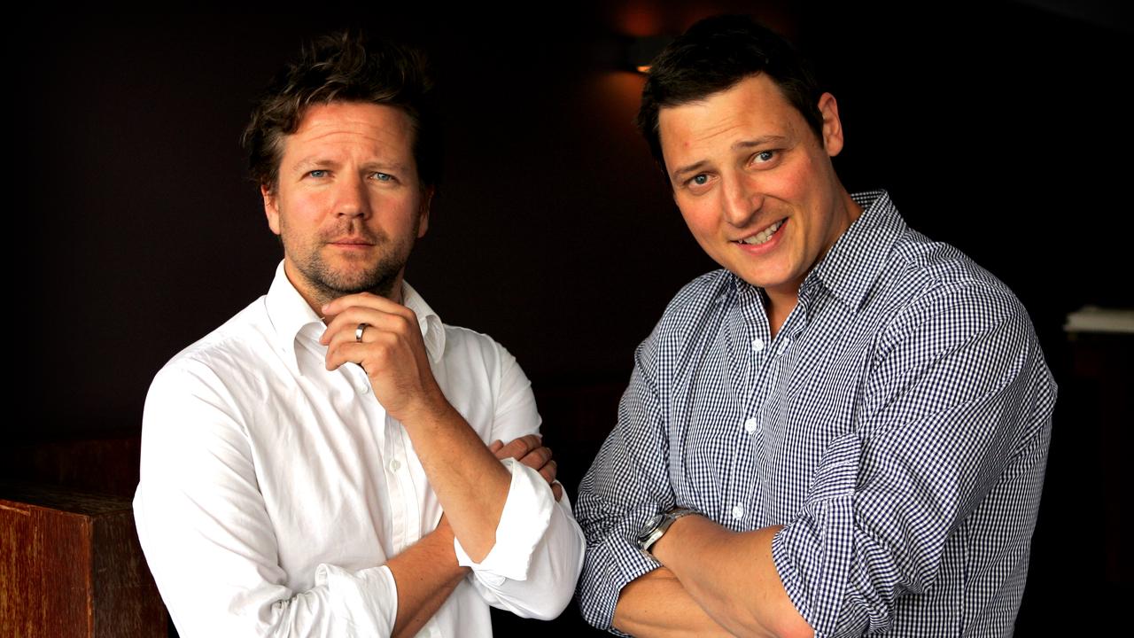 Comedians Tim Ross (l) and Merrick Watts in 2008, a year before their comedy partnership came to an end.