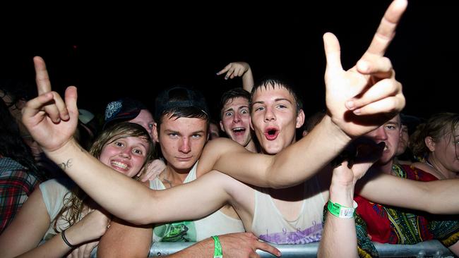 Punters rocked all night at the front of the stage. Bassinthegrass 2011 at the Darwin Amphitheatre.