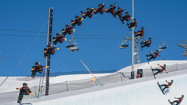 Valentino Guseli’s world record half pipe jump in Switzerland, Picture: Mathias Wittwer