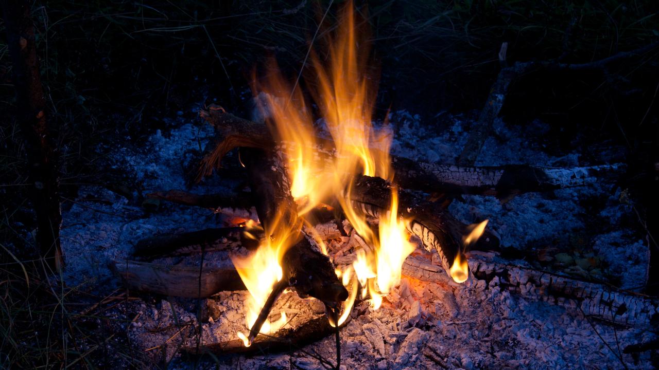 Evening campfire close up view (horizontal orientation)