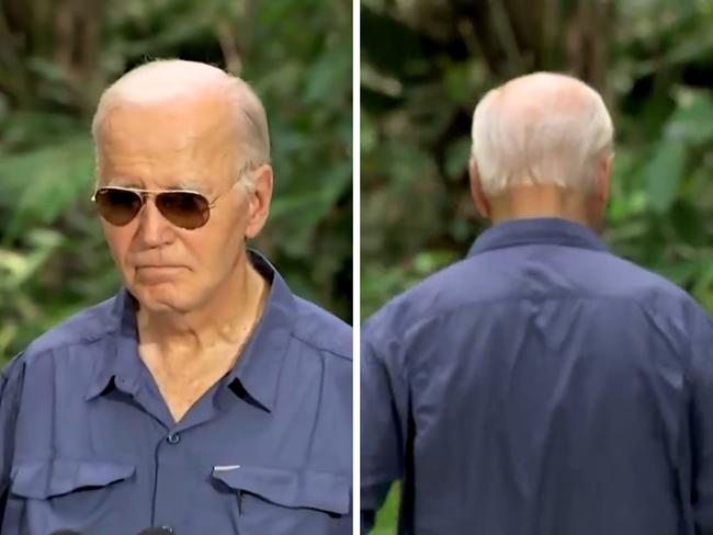 Joe Biden held a brief press conference in the Amazon rainforest. Picture: YouTube