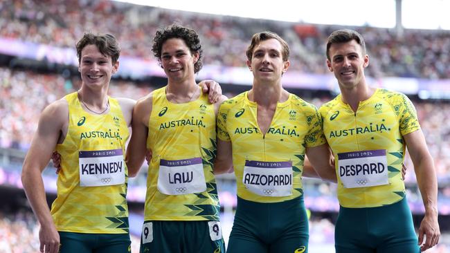 Australian sprinter Lachlan Kennedy with the Aussie relay team