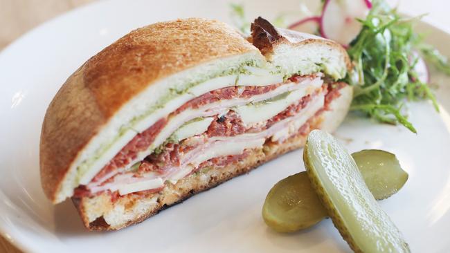 TasWeekend.  Indulge.  Marla Singer in Bellerive.  Muffuletta classic New Orleans layered sandwich and green olive tapenade.  Picture: Nikki Davis-Jones