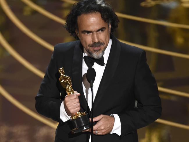 Alejandro González Iñárrituhas accepts the Best Director Oscar for <i>The Revenant</i>.