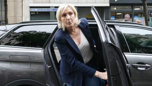Marine Le Pen arrives at party's headquarters in Paris. Picture: AFP