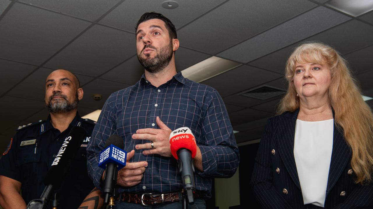 Acting Commander John Atkin, Minister Brent Potter and Director Criminal Justice Research and Statistics Unit Carolyn Whyte at the press conference of SerPro, a modern, proven and integrated digital policing system in the NT. Picture: Pema Tamang Pakhrin