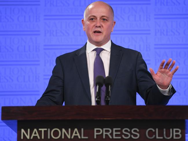 Australian Digital Health Agency CEO Tim Kelsey speaking during at the National Press Club in Canberra today. Picture: AAP Image/Lukas Coch