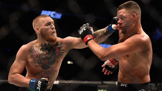 Conor McGregor and Nate Diaz during UFC 202.