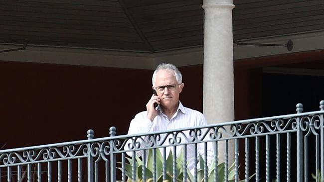 Pictured is Prime Minister Malcolm Turnbull at home in Point Piper today. Picture: Tim Hunter.