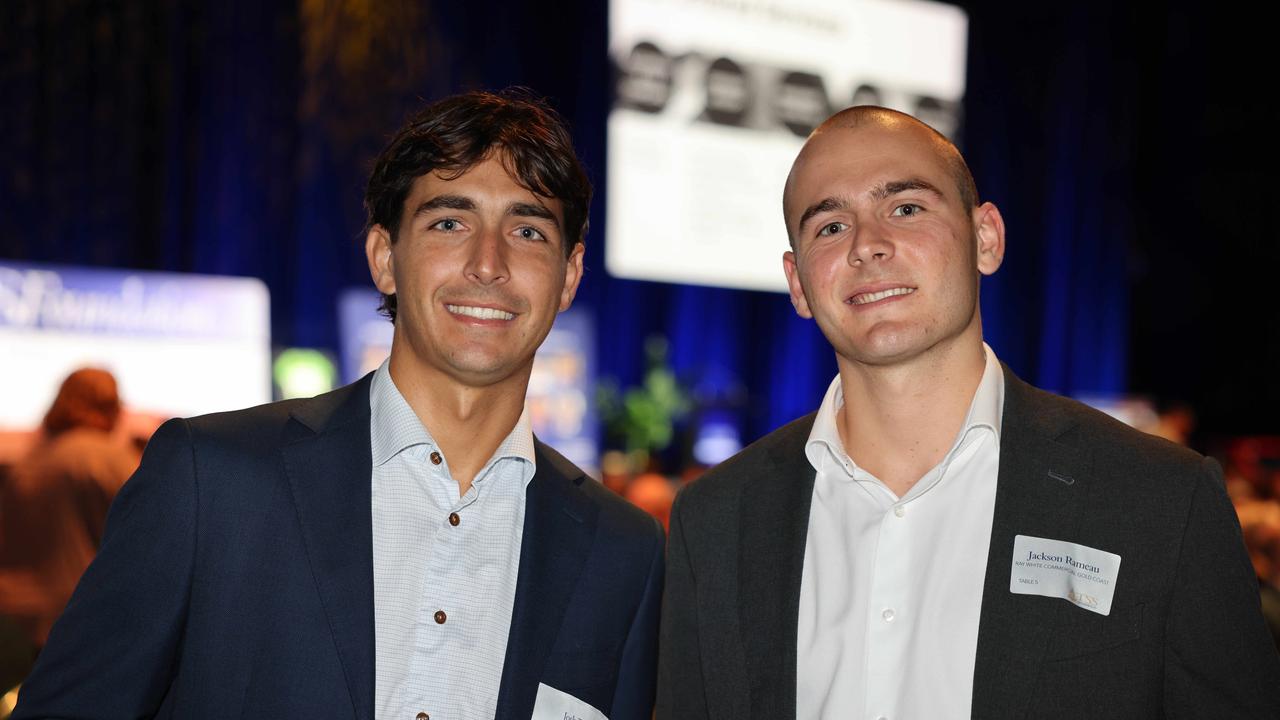 Josh Tiffin and Jackson Rameau at the TSS Foundation Breakfast, Gold Coast Convention and Exhibition Centre. Picture, Portia Large.