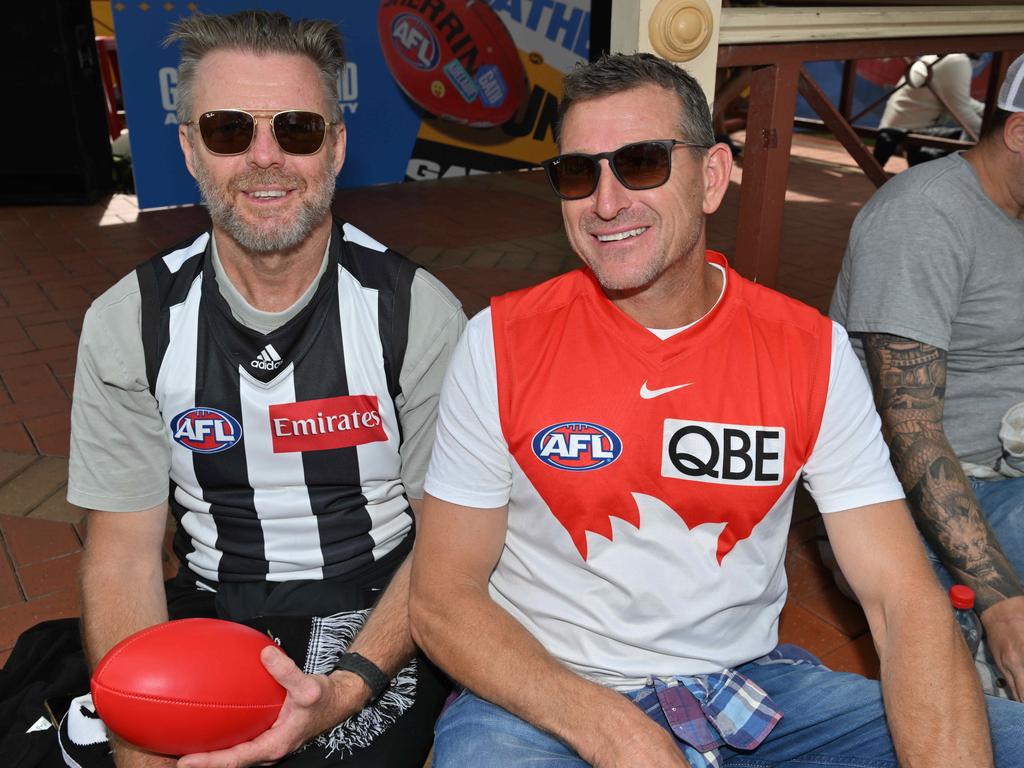 Footy fans enjoying the Norwood Food and Wine Festival on Sunday. Picture: Brenton Edwards