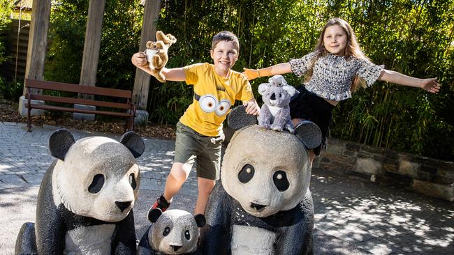 Ukrainian Refugees Maksym, 10, and Anastasiia Lada, 8, loved their time at the Adelaide Zoo. Picture: Tom Huntley