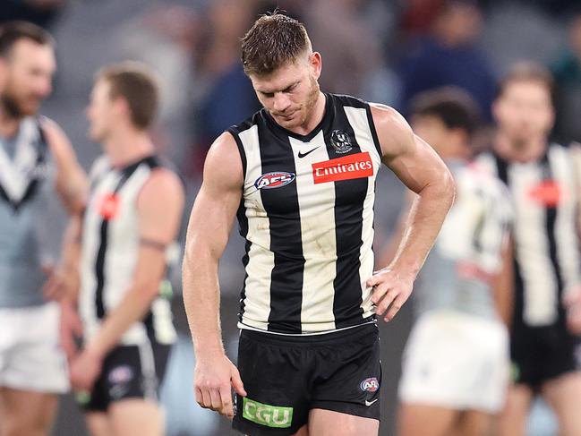 AFL Round 10. 23/05/2021.  Collingwood vs Port Adelaide at the MCG, Melbourne.   Disappointed Taylor Adams of the Magpies after the final siren  .  Pic: Michael Klein