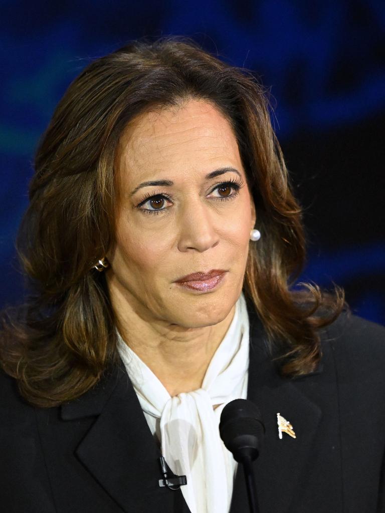 US Vice President and Democratic presidential candidate Kamala Harris listens to former US President and Republican presidential candidate Donald Trump speak. Picture: AFP