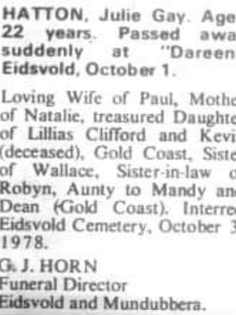 Natalie Hatton was initially only able to find two documents relating to her mother's death. The death certificate and this death notice published in the newspaper.