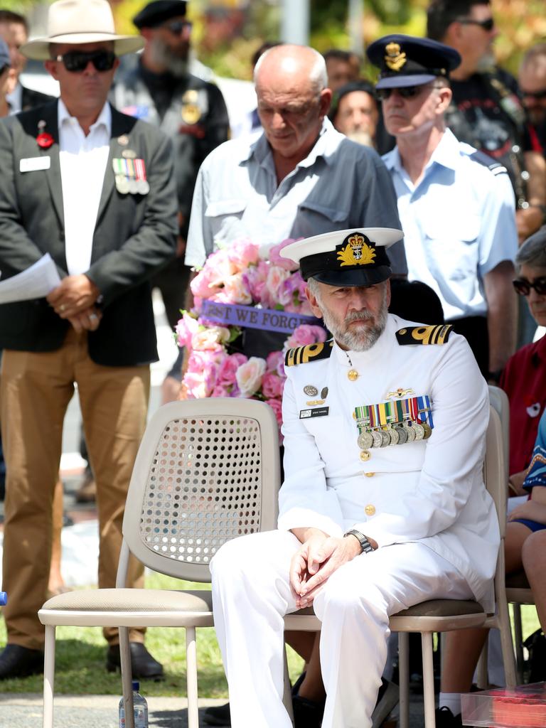 Lieutenant Commander of HMAS Cairns Steve Taragel at the Remembrance Day commemorations at the Cairns Cenotaph PICTURE: ANNA ROGERS