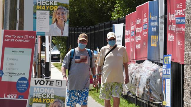 Voters at the Palm Beach Currumbin State School. Photos: Steve Holland.