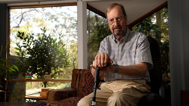 Andrew Knox, one of the ten underdosed chemotherapy patients at his Adelaide Hills home. Picture: Tricia Watkinson