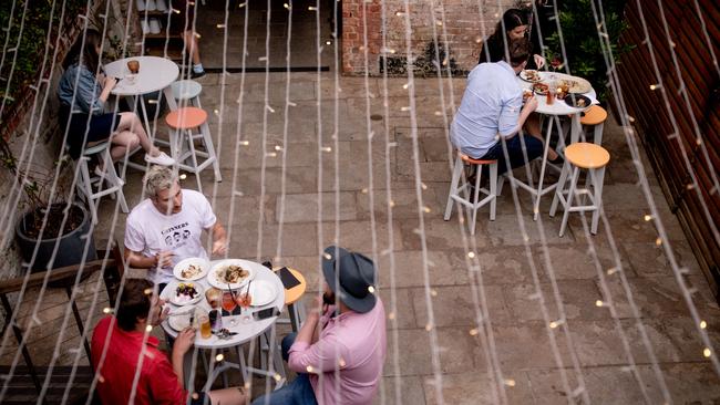 La Sardina Loca's outdoor courtyard complete with its Spanish bodega vibe is decked out with a canopy of what feels like a thousand fairy lights. Picture: ROSIE HASTIE.