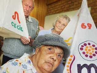 Hazel Roberts of Lismore (front) with Cecil Hicks of Lismore Heights and Ivy Arthur of Goonellabah, with their lanterns. . Picture: Jacklyn Wagner