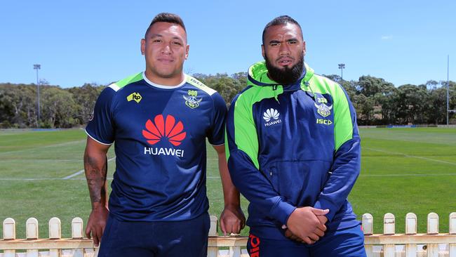 Canberra Raiders Josh Papalii and Junior Paulo had to slim down after the World Cup. Picture Gary Ramage