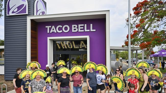 Customers at the opening of East Ipswich Taco Bell.