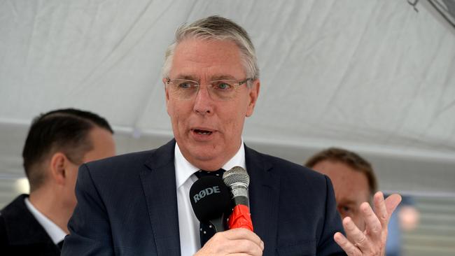 MELBOURNE, AUSTRALIA - NewsWire Photos JUNE 08, 2022: Peter Walsh, Victorian Leader of the National Party, speaks to a group outside Parliament House in Melbourne protesting against the upcoming cull of brumbies in Victoria's High Country. Picture: NCA NewsWire / Andrew Henshaw