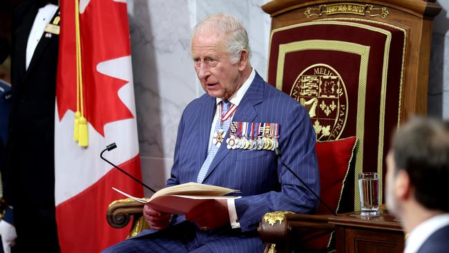 King Charles III opens the 45th Parliament of Canada by delivering the Speech from the Throne in Ottawa, Ontario. Picture: Getty Images