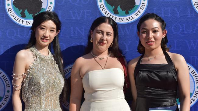 Sarina, Alysha and Kim at the Sunshine Beach State High School formal 2024.