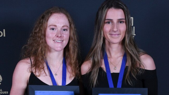 NPLW Gold Medal winners Sarah Cain and Sofia Sakalis. Picture: Football Victoria