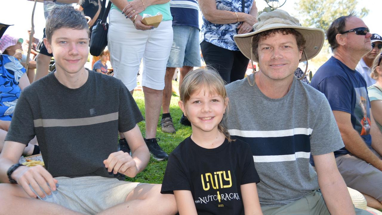 Oliver, Indiana and Nick Wilson at the 2024 Festival of the Knob at Yorkeys Knob on Saturday. Picture: Bronwyn Farr